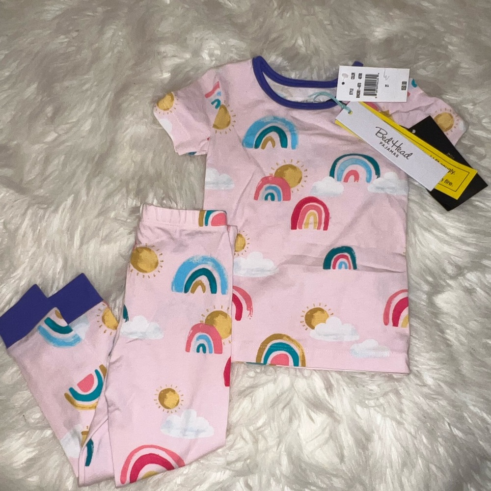 🌈 NWT Bedhead Pajama set rainbow pink 🌈 MATCHING SISTER big and little sister - Picture 1 of 6